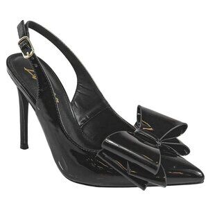 LILIANA / Lana -1 / Black / Patent / Slingback / Heels / With Bow Detail & Poin